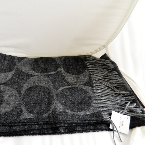 COACH Signature Muffler Scarf in Black/Grey - Picture 1 of 2